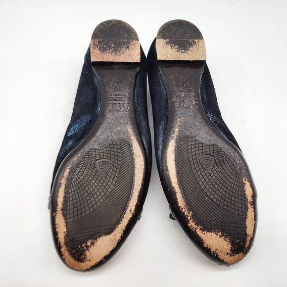 AGL Monika Cap Toe Ballet Flats Navy Blue Leather Shimmer EU 38.5 US 8.5 - Picture 7 of 8